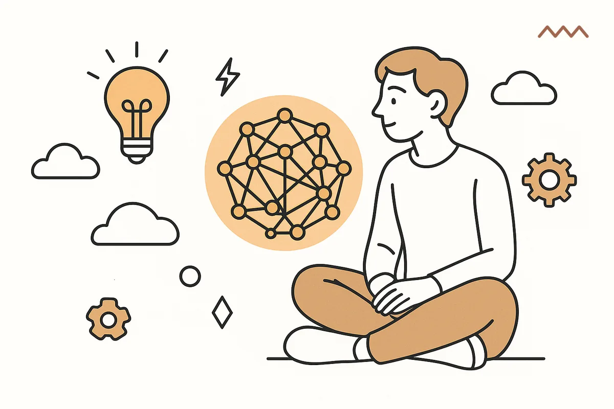 Человек работает вместе с AI-технологиями — взгляд в будущее цифровой индустрии