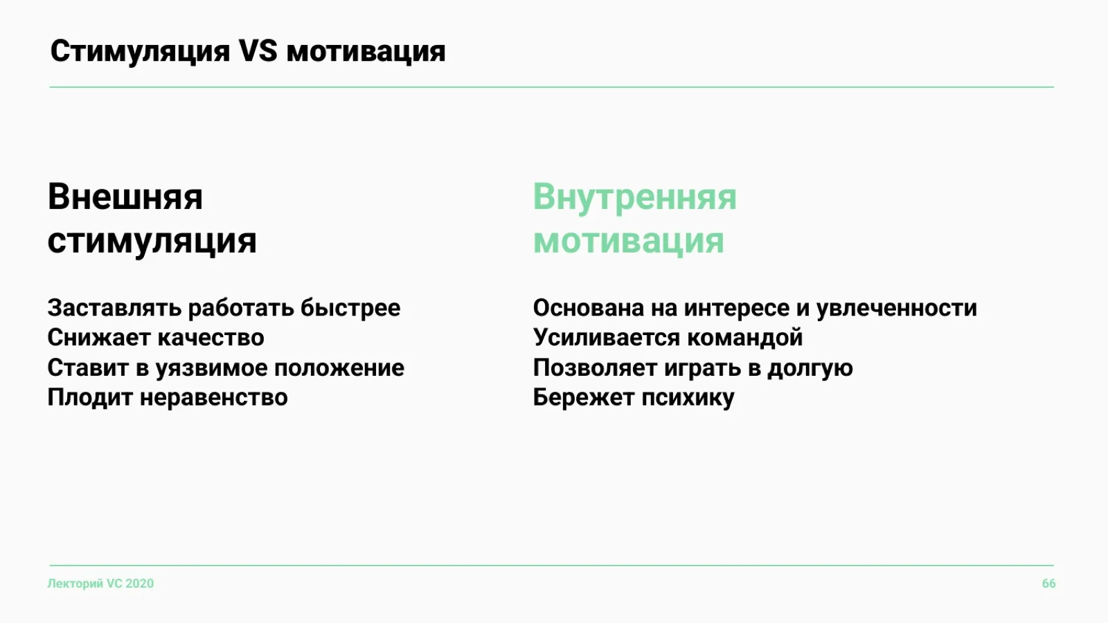 Слайд 66: Стимуляция VS мотивация