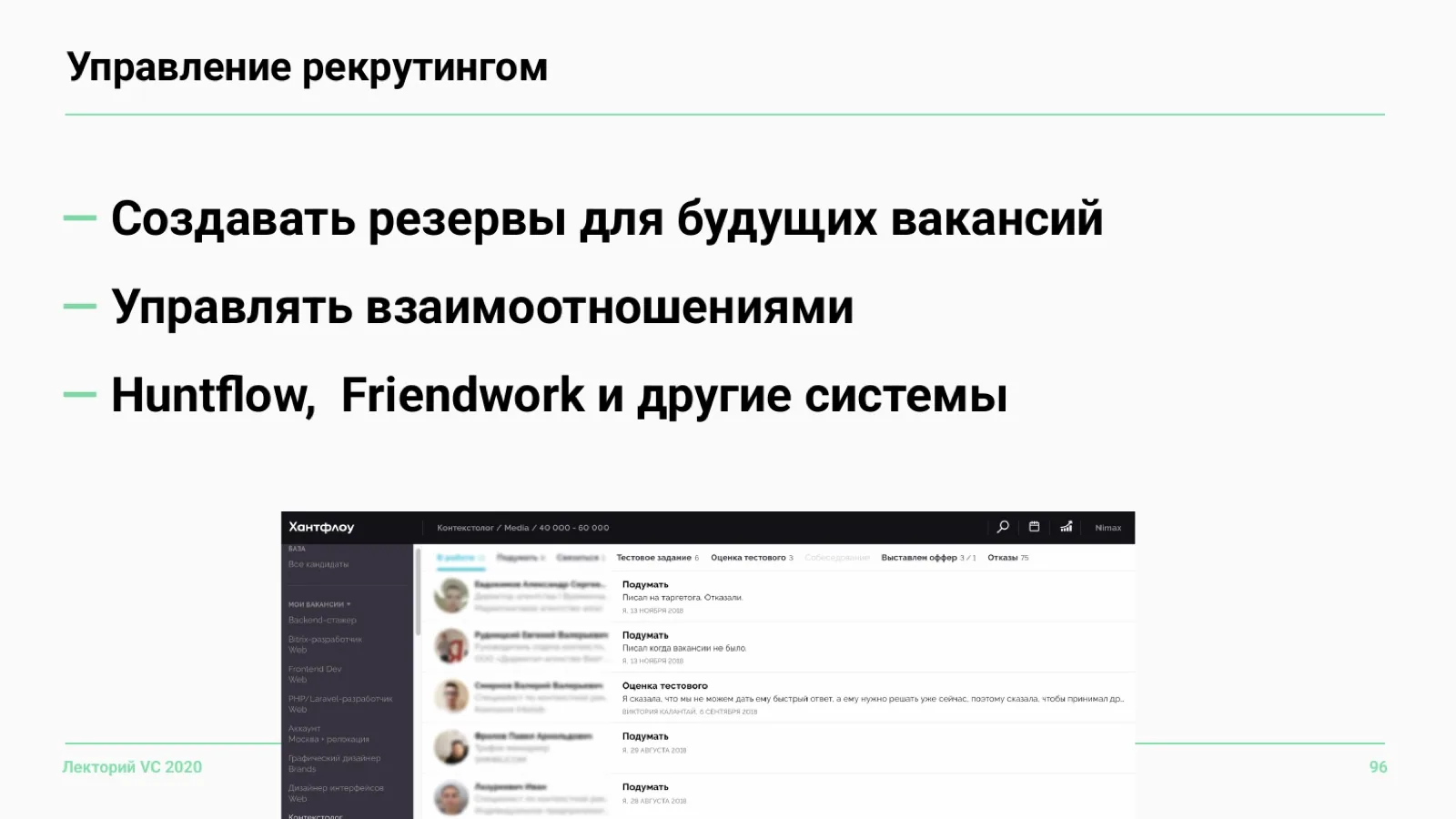 Слайд 96: Управление рекрутингом