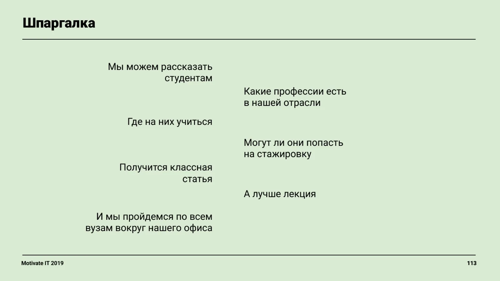 Слайд 113: Шпаргалка: темы для студентов