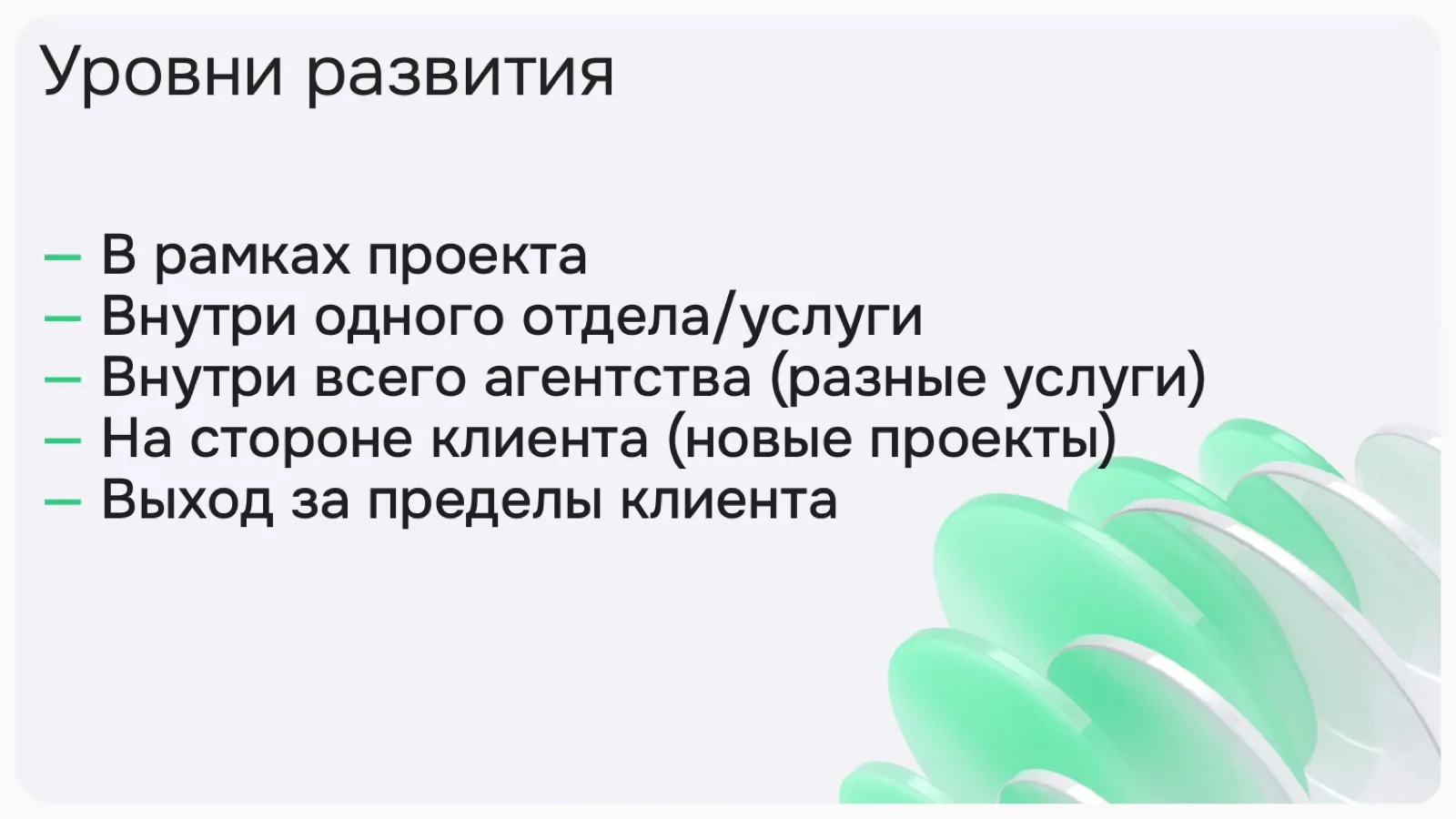 Слайд 27: Уровни развития