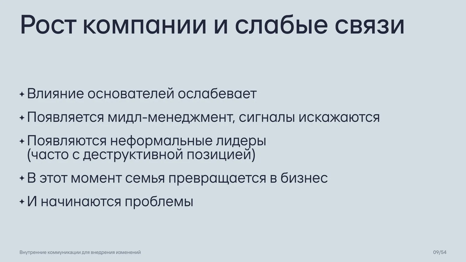 Слайд 9: Рост компании и слабые связи